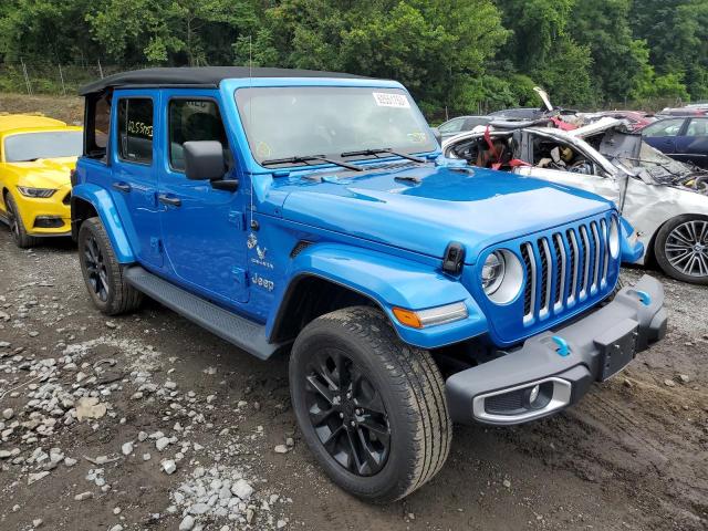 1C4JJXP60NW121751 - 2022 JEEP WRANGLER U SAHARA 4XE BLUE photo 4