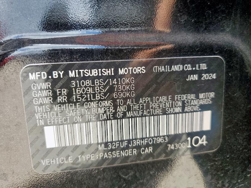 ML32FUFJ3RHF07963 - 2024 MITSUBISHI MIRAGE G4 ES Siyah fotoğraf 12