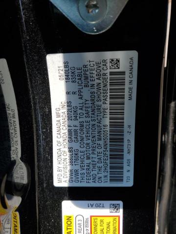 2HGFE2F54NH500516 - 2022 HONDA CIVIC SPORT BLACK photo 12