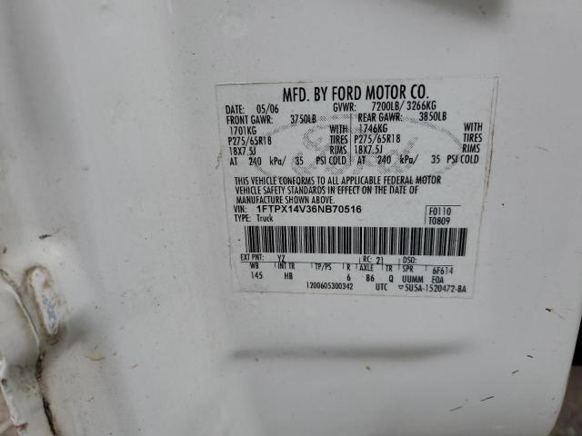 1FTPX14V36NB70516 - 2006 FORD F150 WHITE photo 12