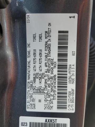 5TFDY5F14FX434896 - 2015 TOYOTA TUNDRA CREWMAX SR5 GRAY photo 12