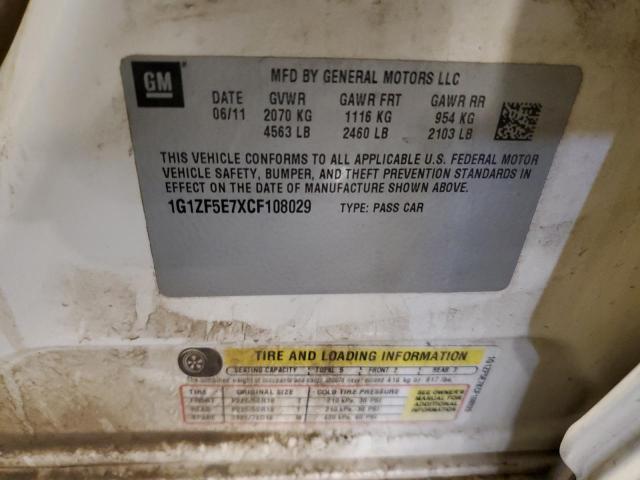 1G1ZF5E7XCF108029 - 2012 CHEVROLET MALIBU 3LT Beyaz fotoğraf 12