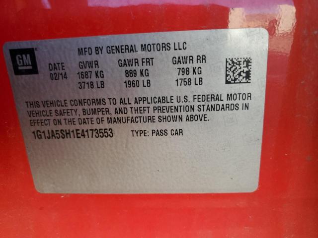 1G1JA5SH1E4173553 - 2014 CHEVROLET SONIC LS RED photo 13