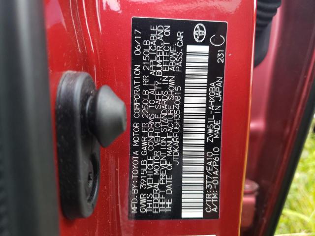 JTDKARFU5H3540815 - 2017 TOYOTA PRIUS 红色 照片 12