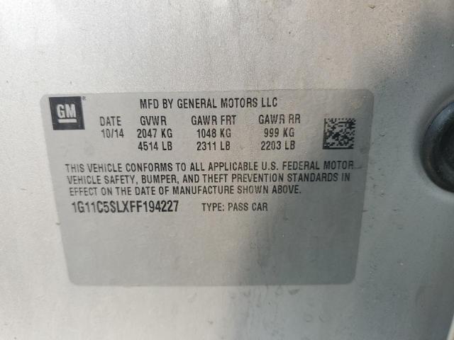 1G11C5SLXFF194227 - 2015 CHEVROLET MALIBU 1LT 银色 照片 12