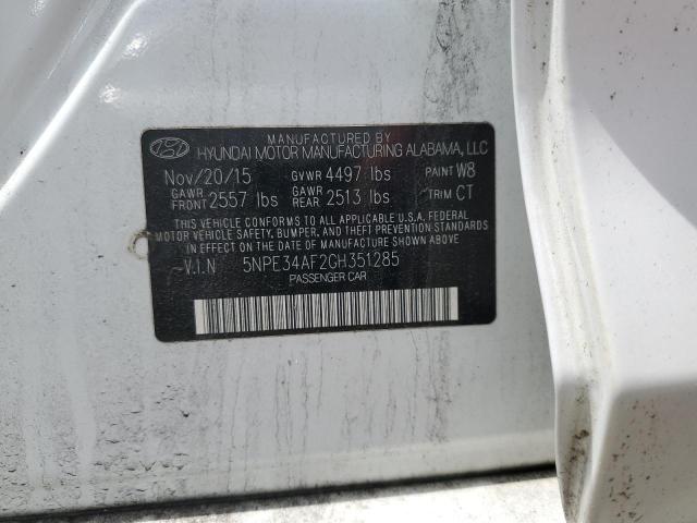 5NPE34AF2GH351285 - 2016 HYUNDAI SONATA SPORT WHITE photo 12