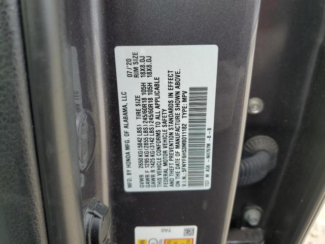 5FNYF6H53MB011182 - 2021 HONDA PILOT EXL GRAY photo 13