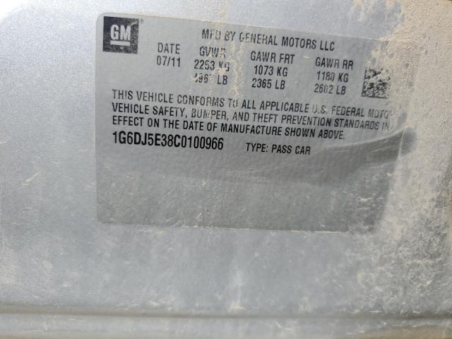 1G6DJ5E38C0100966 - 2012 CADILLAC CTS PERFORMANCE COLLECTION ვერცხლისფერი ფოტო 12