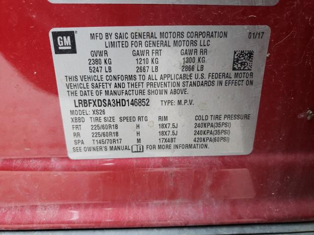 LRBFXDSA3HD146852 - 2017 BUICK ENVISION ESSENCE RED photo 12