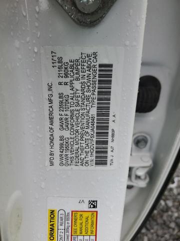 1HGCV1F5XJA048481 - 2018 HONDA ACCORD EXL WHITE photo 12