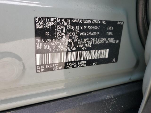 2T3P1RFV8MW197701 - 2021 TOYOTA RAV4 XLE GRAY photo 13