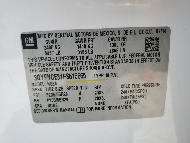 3GYFNCE31FS515665 - 2015 CADILLAC SRX PERFORMANCE COLLECTION Ақ фото 13