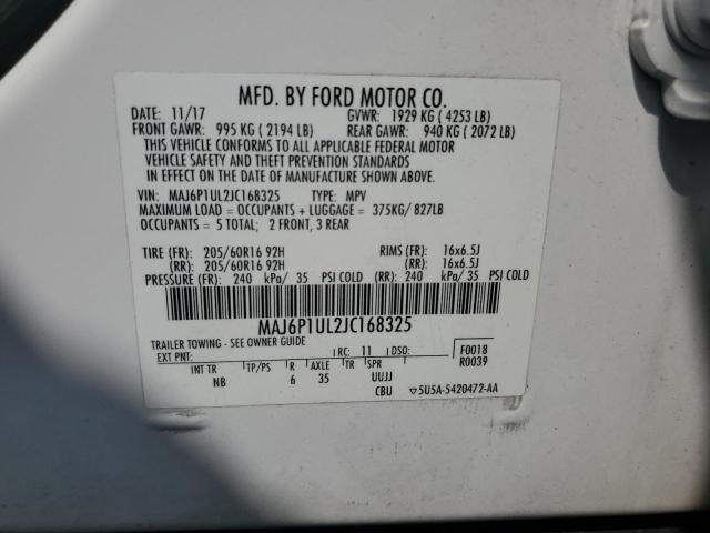 MAJ6P1UL2JC168325 - 2018 FORD ECOSPORT SE Ақ фото 13