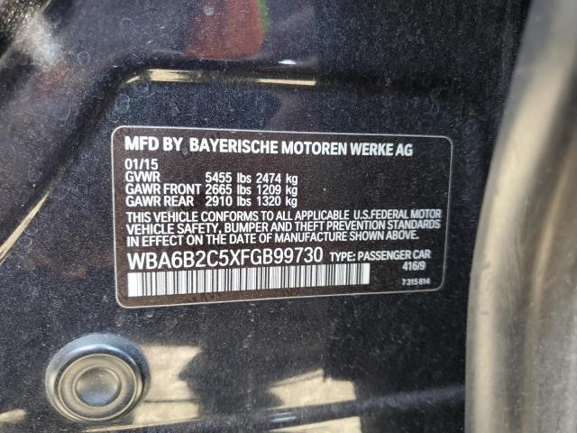 WBA6B2C5XFGB99730 - 2015 BMW 650 I GRAN COUPE BLACK photo 12