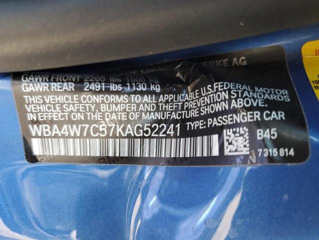 WBA4W7C57KAG52241 - 2019 BMW 440I 蓝色 照片 12