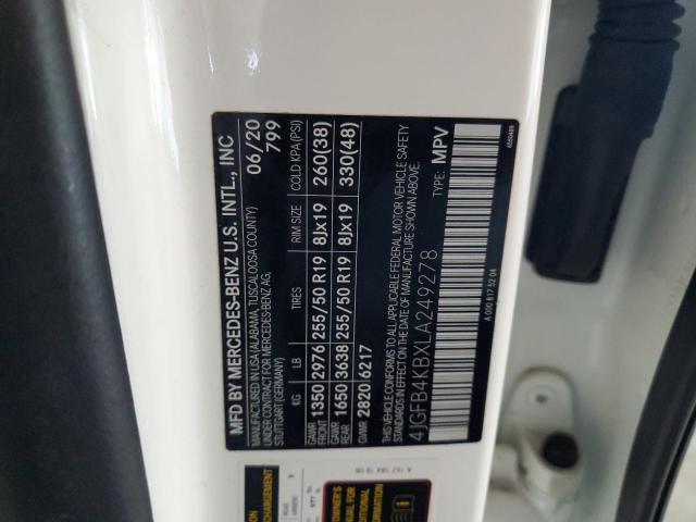 4JGFB4KBXLA249278 - 2020 MERCEDES-BENZ GLE 350 4MATIC WHITE photo 14