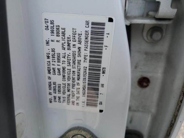 1HGCM56157A152442 - 2007 HONDA ACCORD VALUE WHITE photo 12