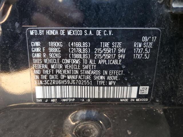 3CZRU6H59JG702551 - 2018 HONDA HR-V EX BLACK photo 12