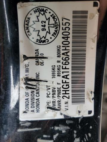 2HGFA1F66AH040557 - 2010 HONDA CIVIC LX-S 黑色 照片 12