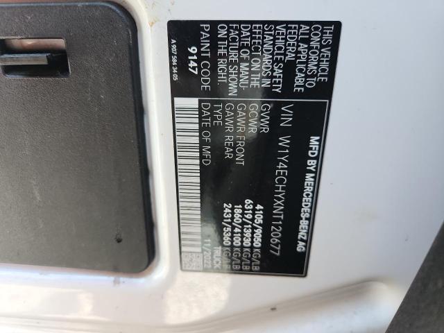 W1Y4ECHYXNT120677 - 2022 MERCEDES-BENZ SPRINTER 2500 WHITE photo 12