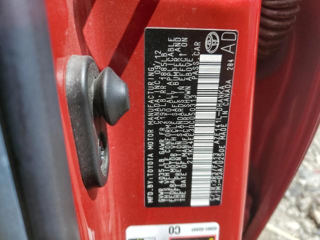 2T1KE4EE3DC050313 - 2013 TOYOTA COROLLA MA S RED photo 13