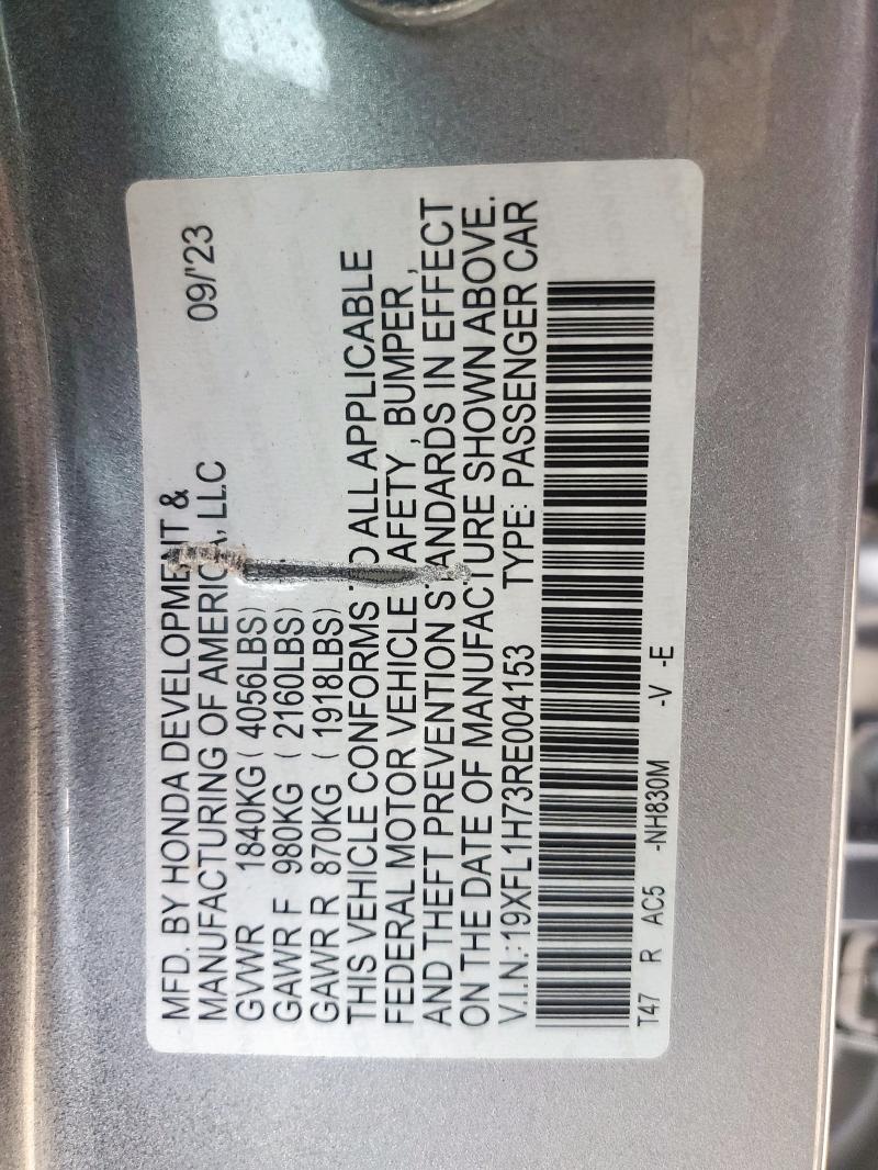 19XFL1H73RE004153 - 2024 HONDA CIVIC EXL SILVER photo 12