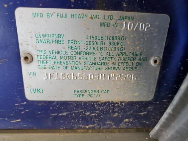 JF1SG65603H742396 - 2003 SUBARU FORESTER 2.5XS Синий фото 13