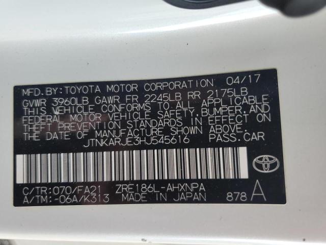 JTNKARJE3HJ545616 - 2017 TOYOTA COROLLA IM WHITE photo 12