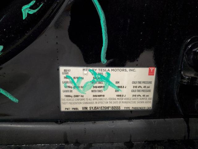 5YJSA1E26HF180555 - 2017 TESLA MODEL S Schwarz Foto 12