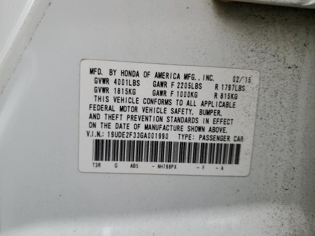 19UDE2F33GA001990 - 2016 ACURA ILX BASE WATCH PLUS Ağ foto 12