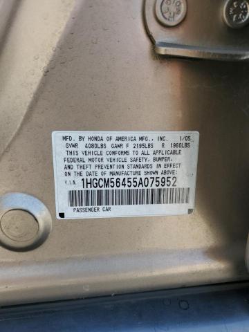 1HGCM56455A075952 - 2005 HONDA ACCORD LX GOLD photo 12