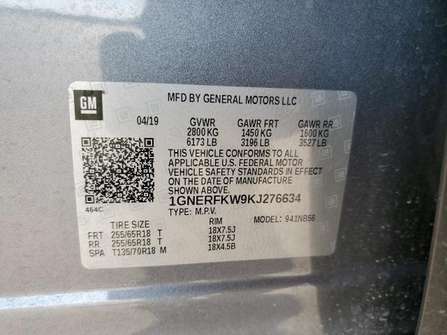 1GNERFKW9KJ276634 - 2019 CHEVROLET TRAVERSE LS SILVER photo 10