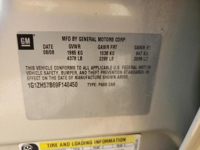 1G1ZH57B69F140450 - 2009 CHEVROLET MALIBU 1LT 银色 照片 12