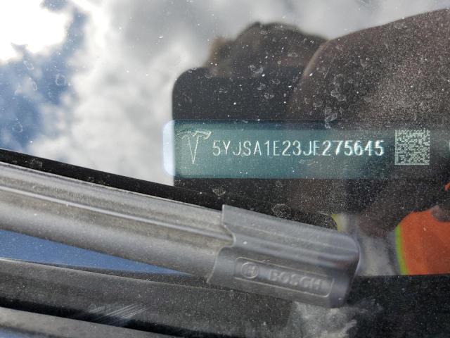 5YJSA1E23JF275645 - 2018 TESLA MODEL S შავი ფოტო 12