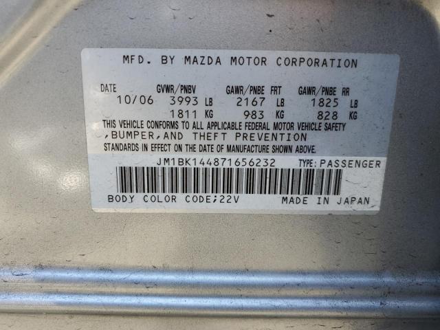 JM1BK144871656232 - 2007 MAZDA 3 HATCHBACK SILVER photo 12