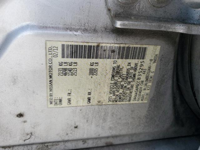1N4AA5AP6CC835295 - 2012 NISSAN MAXIMA S SILVER photo 12
