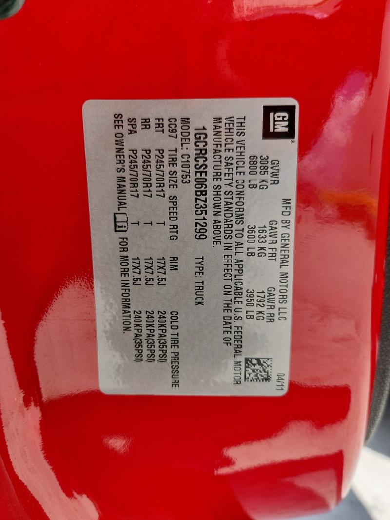 1GCRCSE06BZ351299 - 2011 CHEVROLET SILVERADO C1500 LT RED photo 12