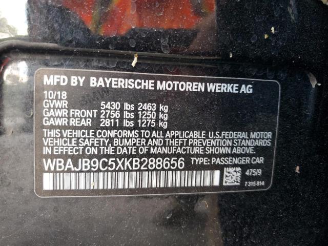 WBAJB9C5XKB288656 - 2019 BMW M550XI BLACK photo 12
