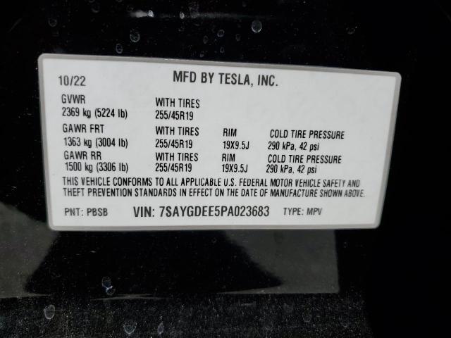 7SAYGDEE5PA023683 - 2023 TESLA MODEL Y 黑色 照片 12