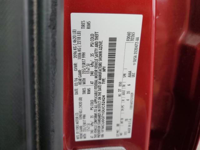 1FMCU0G71GUC52424 - 2016 FORD ESCAPE SE RED photo 13