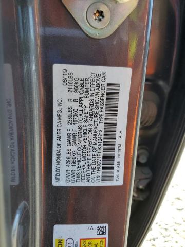 1HGCV1F16KA124213 - 2019 HONDA ACCORD LX Grau Foto 12