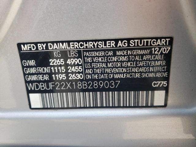 WDBUF22X18B289037 - 2008 MERCEDES-BENZ E 320 CDI SILVER photo 12