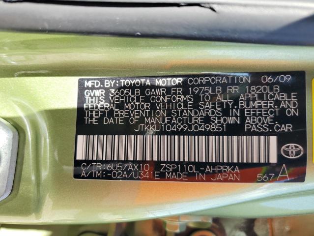JTKKU10499J049851 - 2009 TOYOTA SCION XD GREEN photo 13