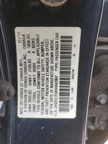 2HGFC1F34HH642867 - 2017 HONDA CIVIC EX GRAY photo 12