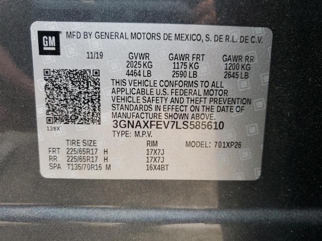 3GNAXFEV7LS585610 - 2020 CHEVROLET EQUINOX GRAY photo 13