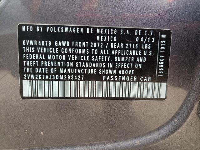 3VW2K7AJ3DM293427 - 2013 VOLKSWAGEN JETTA BASE 灰色 照片 12