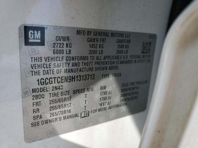 1GCGTCEN9H1313713 - 2017 CHEVROLET COLORADO LT WHITE photo 12