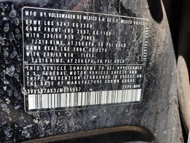 3VV3B7AX3JM005057 - 2018 VOLKSWAGEN TIGUAN SE Noir photo 13