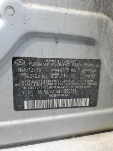 5NPEB4AC9EH850851 - 2014 HYUNDAI SONATA GLS SILVER photo 12