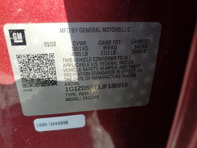 1G1ZD5ST1JF180919 - 2018 CHEVROLET MALIBU LT 红色 照片 13